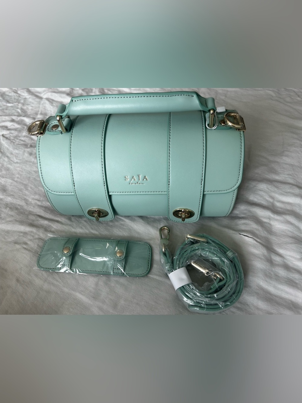 Saia London: ‘The Emmeline’ Vegan Leather Yoga Mat Bag, Teal